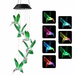 Color-Changing LED Solar Powered Hummingbird Wind Chime Lights Yard Garden Decor.