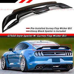GT500 Inspired Style Spoiler With Smoke Tinted Gurney Flap Wicker Bill At A Decent Price. The Trunk Spoiler is Made Of...