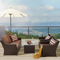 The outdoor sectional sofas sets add decor to your patio, deck, backyard, porch, and even pool. 4pcs Patio Rattan Sofa...