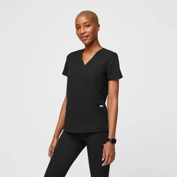 Figs Casma 3 Pocket Scrub Top - Black.