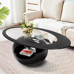 New, Unique & Stylish Coffee Table Design - Oval tabletop and smooth, gloss oval base fit the most styles of...