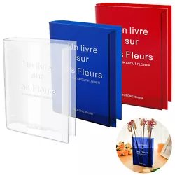 And there are 3 different styles of flower book vase Clear, Blue, Red for choosing. A special book shape flower vase...