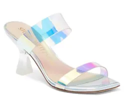 PVC upper, leather lining and sole. - Open toe. - Sculptural Lucite heel.