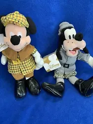 Condition is New. Super sleuth goofy 9”. DISNEY PLUSH MINI BEANBAG. Inspector Mickey Mouse 8”.
