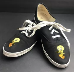 Vintage Looney Tunes Tweety Bird Women’s Sneakers Shoes ~ Black/Size: 10.