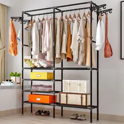 Simple and chic design adds instant storage to your room. This portable coat rack is made of highly-quality iron pipe,...