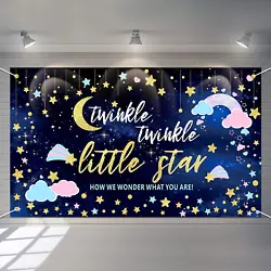 1 x Twinkle twinkle little star party backdrop. Material: the gender reveal party banner backdrop is made of thick...