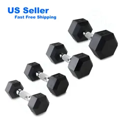 Lizone Rubber Coated Hex Dumbbell Hand Weight Set 12-35 lbs. Solid Cast-Iron: AtBarbell Rubber Hex Dumbbell is made of...