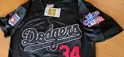Throwback 2patch sewn Jersey. Los Angeles Dodgers #34 Fernando Valenzuela. Los Angeles Dodgers #34 Fernando...