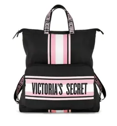 Victorias Secrets Large Foldable Backpack . Black and Pink.