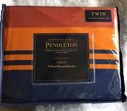 Pendleton Twin Flannel Sheet Set 3 Piece Cotton…flannel Striped pattern  Washable Avra Valley Teal ( pattern name)New...