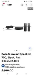 Bose 700 Wireless Surround Speakers - Black. Item has been taken out of box and connected to verify working and sound...