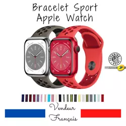 Bracelet Silicone, compatible Apple Watch toutes séries ( 1, 2, 3, 4, 5, 6, 7 & SE) Dispo en taille : - 42/44/45 mm...