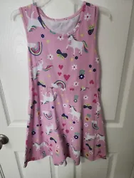 Girls Wonder Nation pink unicorn dress size Large.  Preowned but in excellent condition.