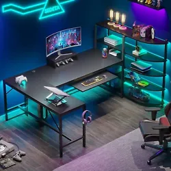 SEDETA L Shaped Gaming Desk. SEDETA Gaming Desk with LED Lights. Why choose SEDETA corner gaming desk?. Gaming Desk...