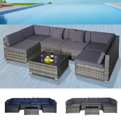 7PC Rattan Wicker Sofa Set Sectional Couch Cushioned Furniture Patio Outdoor. - Perfect for outdoor living spaces...