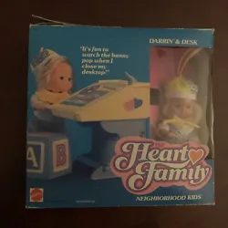 Vintage 1988 Heart Family DARRIN & Desk Set Neighborhood Kids Mattel #2681. Doll is new in unopened box but box has...