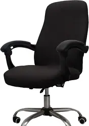 Office Chair Cover - Universal Stretch for Desk, Computer, Slipcovers (Size: L) - Black. Material: Stretchy spandex...