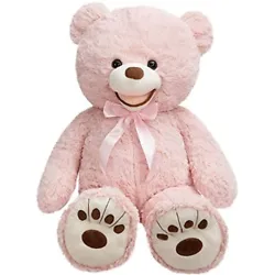 Made of superior quality soft PP cotton and plush, with a sweet smile, pink bow and cute paws. WASHING INSTRUCTION:...