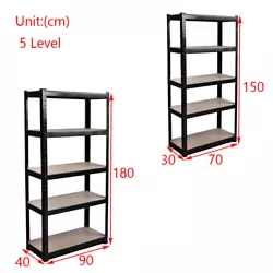 Heavy Duty 5 Tier Boltless Racking Storage Shelves. ★ 5 Tier Shelf, Standard: H 150 x W 70 x D 30 Cm Approx. / H 180...