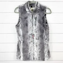 Hatley Faux Fur Vest. 2 front pockets. Gray ombre. Lined with a black and white snowflake pattern. •Length:25” back...