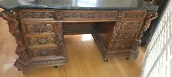 19th Century Antique Partners Desk.  Has an extremely heavy piece of marble that sits on top.  A few Knicks on the...