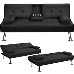 This futon sofa bed is made of high quality soft fabric and iron material. The ergonomically designed sofa bed has a...