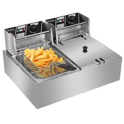 Electric fryer 1. Lid prevents boiling oil from splashing out. Fryer basket has handles on both sides to prevent...