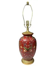 Vtg 26” Asian Red Cloisonné Enamel Ceramic Urn Jar Table Lamp Floral Gold Base. Please feel free to message me with...