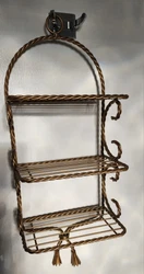 Vintage Homco 3 Teir Gold Twisted Rope Wall Shelf.  Nice looking shelf  Sturdy.  No wear marks/scratches.  21-1/2