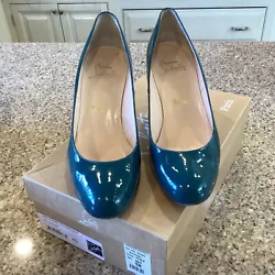 Christian Louboutin Simple TEAL Patent Leather 70mm Pumps Sz 40 In Box, RARE. Finding beautiful teal patent leathers is...