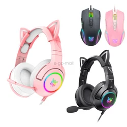 1x ONIKUMA K9 Cat-ear gaming headset. Fits for most of device with 3.5mm headphone/microphone port. For computer,...