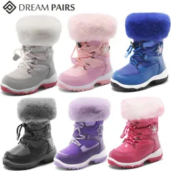 [ Warm Lining ] : Featuring a thick faux fur collar and a fluffy warm lining, these snow boots for toddlers protects...