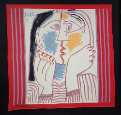 Picasso, Pablo. Printing Authorized by the Heirs of Pablo Picasso. Lithograph on Silk Scarf mounted on the board.
