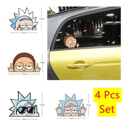 4 Pcs/Set Reflective Rick and Morty Middle Finger Car Truck Window Vinyl Sticker. 4 Pcs/Set Reflective 3D Cat Dog Funny...