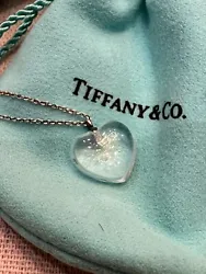 NEW // UNUSED // TIFFANY & CO SILVER CRYSTAL HEART NECKLACE // BOX & POUCH INCLUDED. Marked Tiffany & Co. // 925...