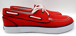 POLO RALPH LAUREN LANDER P RED CANVAS BOAT DECK SHOES. -- AN URBAN SPIN TO A CASUAL CLASSIC BOAT SHOE FROM THE POLO...