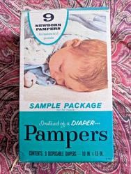 This Pampers sample box was in the attic of an elderly family member. She had baby clothes and socks stored in it.  It...