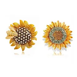This sunflower brooch is made of high quality alloy. The quality is very good. It is studded with many colorful...