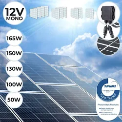 Panneau Solaire Monocristallin - Photovoltaïque, Silicium, 50/100/130/150/165 W, Câble avec Connecteur MC4, 12 V, Set...