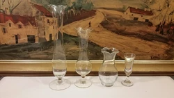 Vintage Clear Glass Vases  Lot of 4. Great condition, no chips or cracks. The tall vase has stains. See all photos...