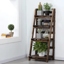 4 Tier Sturdy Wood Corner Ladder Plant Shelf Foldable Book Display Rack Holder.