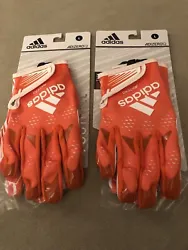 Adidas Adult Large Adizero 12 Football Receiver Gloves. Orange. Lot Of 2. New!You will receive two pairs of gloves...