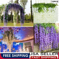 ☆【Dense Wisteria Flowers】 12 pieces artificial wisteria vine, each bouquet of artificial hanging wisteria flowers...