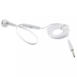 Flat Wired Headset MONO Hands-free Earphone w Mic Single Earbud Headphone Earpiece [3.5mm] [White]. Fonus flat cable...