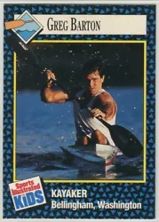 1992 Sports Illustrated for Kids Insert #28 Greg Barton Olympic Kayaking . Straight-edge hand-cut magazine insert. NrMt...
