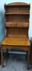Solid Pine Desk Writing Table with Matching Hutch. - 2 pieces, desk & hutch with shelves. - Hutch sits on top of desk...
