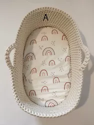 Fitted sheet for Moses basket / bassinet in 5 designs. These adorable sheets are so easy to clean and reuse. Fits...