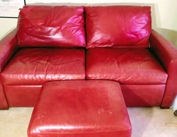 Th ottoman opens for storage. The bed folds out to a double bed size. The style will go with anything. Clean lines, but...