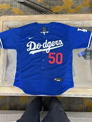 Mookie Betts Jersey NEW Mens Large Blue Los Angeles Dodgers. Very Nicely Stitched Ships Fast From USA!...